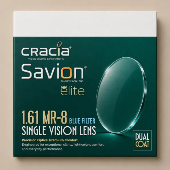 Cracia Savion Elite 1.61 MR-8 Blue Filter Single Vision Lens with Dual Coat