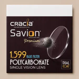 Cracia Savion Premium 1.599 Blue Filter Polycarbonate Single Vision Lens with Dual Coat