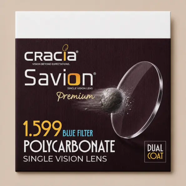 Cracia Savion Premium 1.599 Blue Filter Polycarbonate Single Vision Lens with Dual Coat