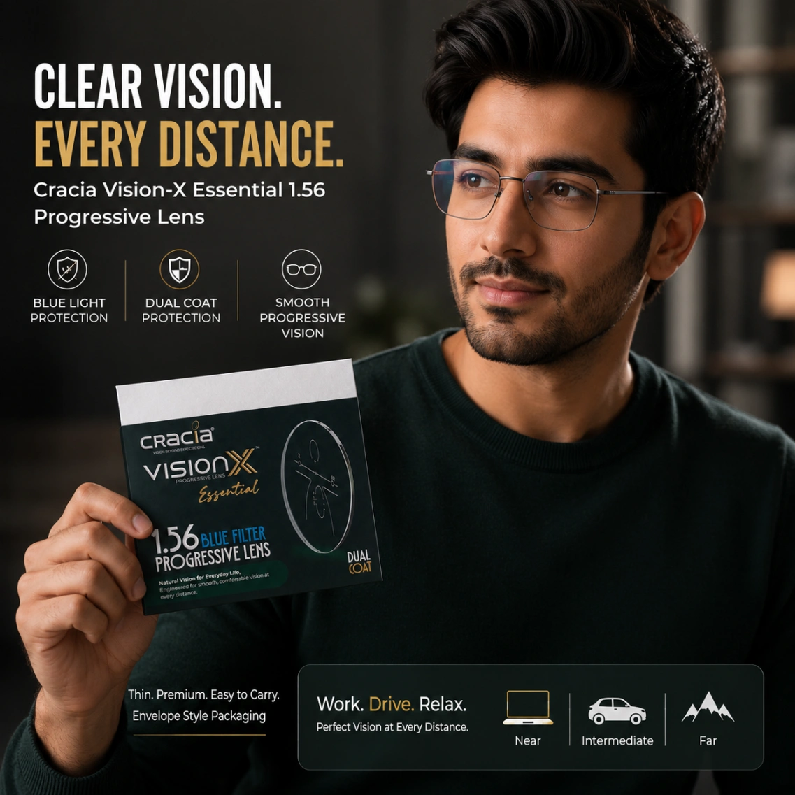 Cracia VisionX Essential 1.56 Blue Filter Progressive Lens - Image 5