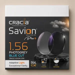 Cracia Savion Plus+ 1.56 PhotoGrey Blue Cut Single Vision Lens with Dual Coat